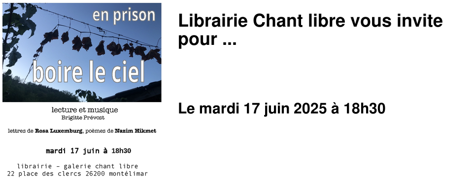 Librairie+Chant+libre+vous+invite+pour+...
