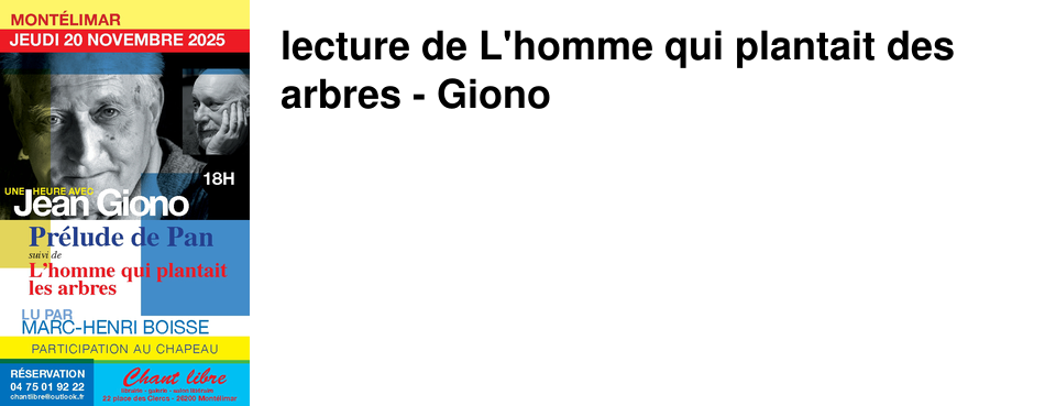 lecture de L'homme qui plantait des arbres - Giono 